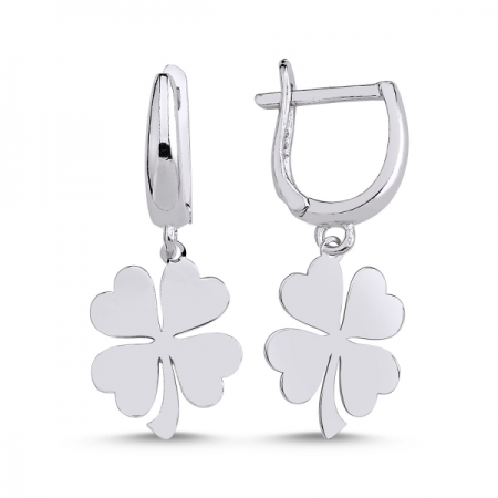 Cercei argint 925 rodiat cu frunze de trifoi - Be Lucky ETU0052 [0]